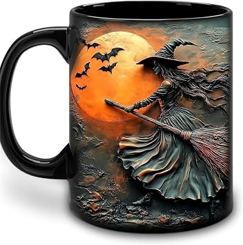 AICHENG Halloween Mug Witch Cauldron coffee MugThe pattern is not 3D