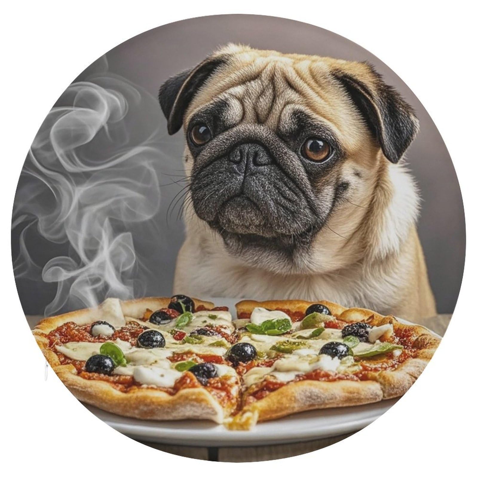 FekiLoot Pug Round Pizza Chair Cushion, Round Memory Foam Cushion, Soft Circle Pad with Removable Cover, Fashion Decorative Cushion for Bedroom Sofa Kitchen Office