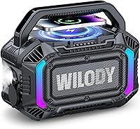 Wilody 100W Bluetooth Speaker: IPX7 Waterproof Floatable, Deep Bass, 20H Playtime, TWS Pairing, RGB Lights, Portable Outdoor Boombox (Black)