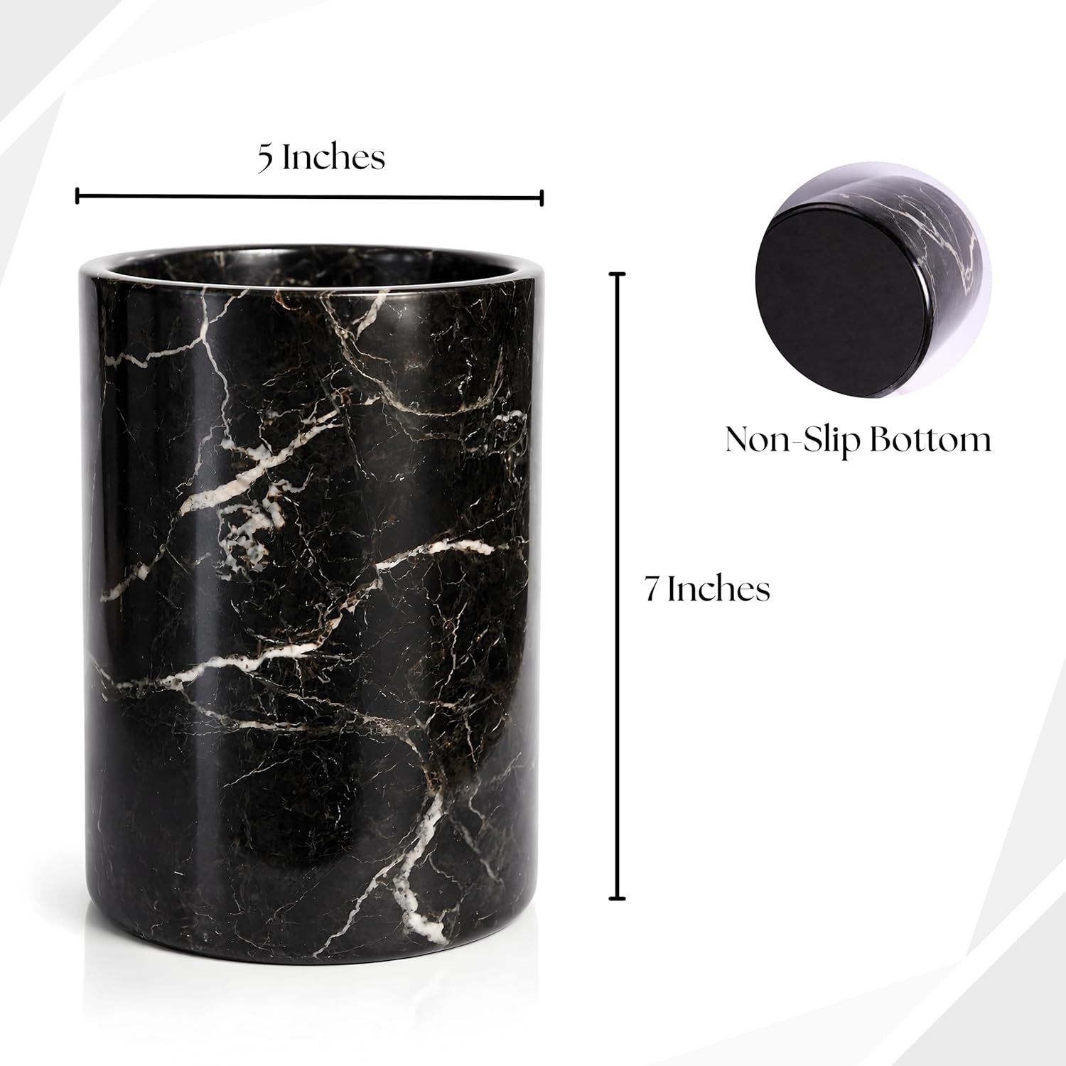 Marble Wine Chiller Bucket for 750ml Bottles, Natural Stone Wine & Champagne Bucket, Elegant Bottle Chiller for Dining Table, Keeps White Wine Cold, Luxury Home & Bar Decor - Black