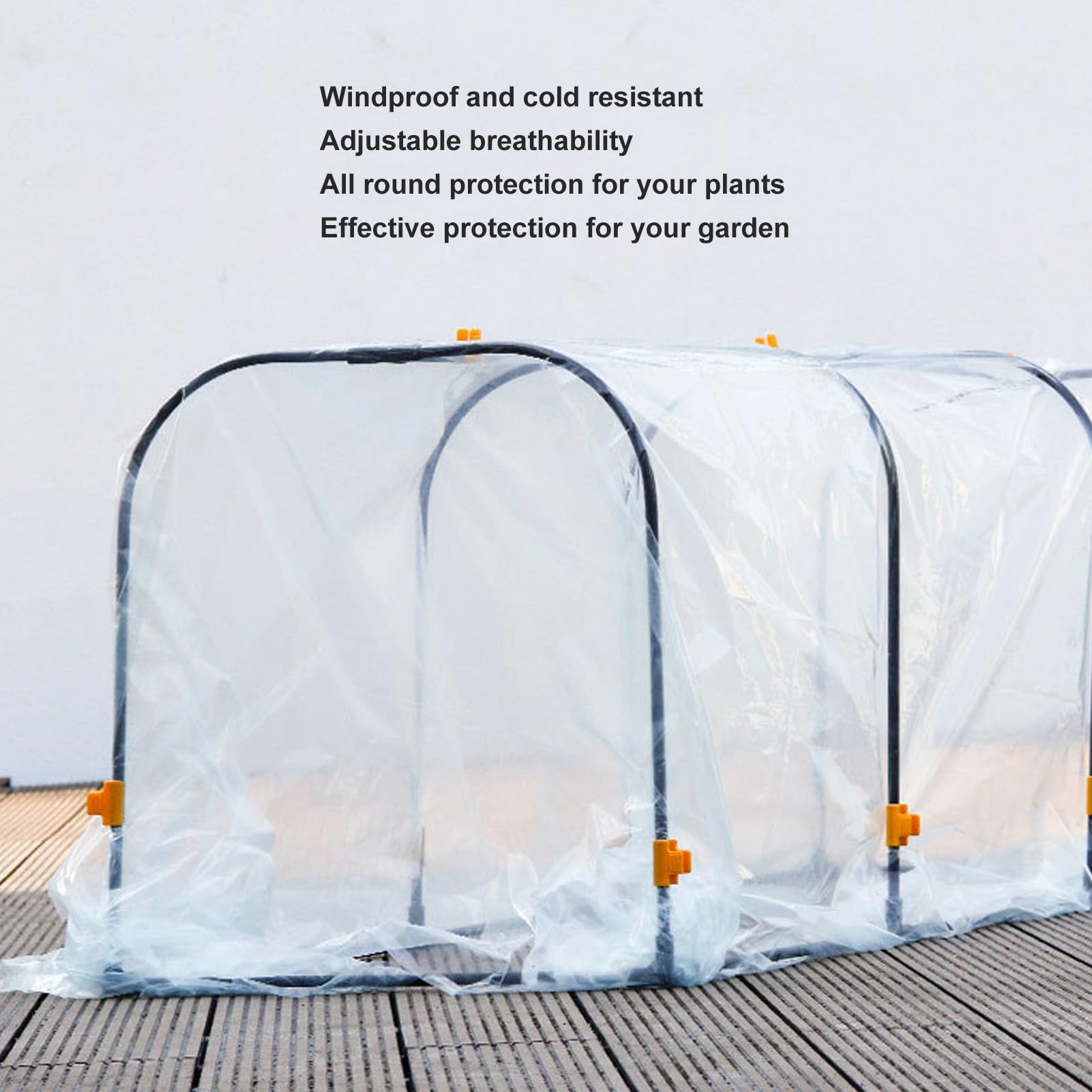 Kit de Calentamiento de Invierno de película de Invernadero de plástico Transparente con Aros Resistentes Aislamiento Multicapa para protección de Plantas de jardín de balcón