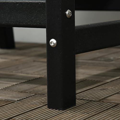 Miniatura 9 de Outsunny Sillas de plástico para patio, silla de comedor al aire libre con reposabrazos y respaldo de listones, sillón al aire libre para césped,