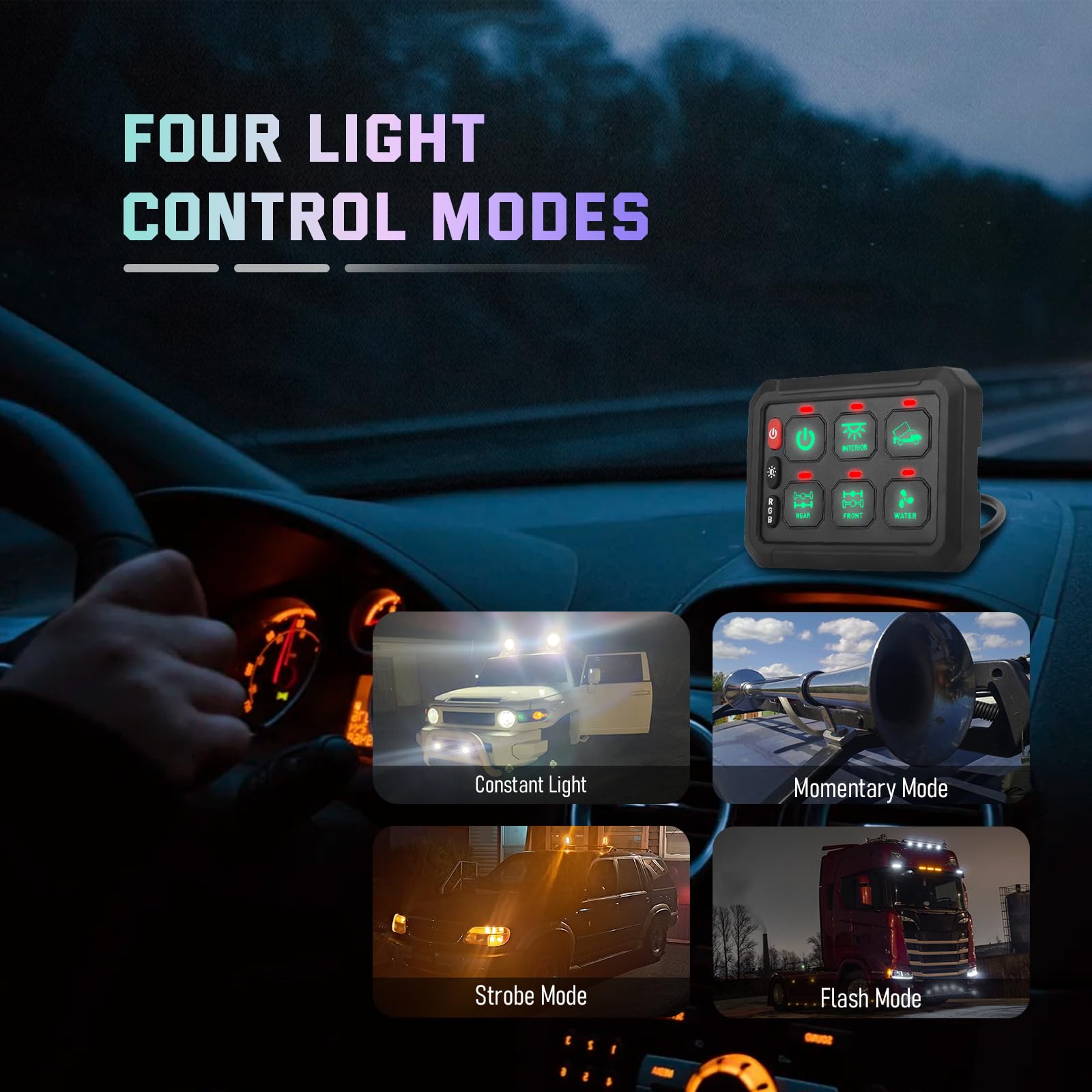 Amazon.co.jp: Chelhead LED AUXスイッチパネル、6ギャングRGBバック