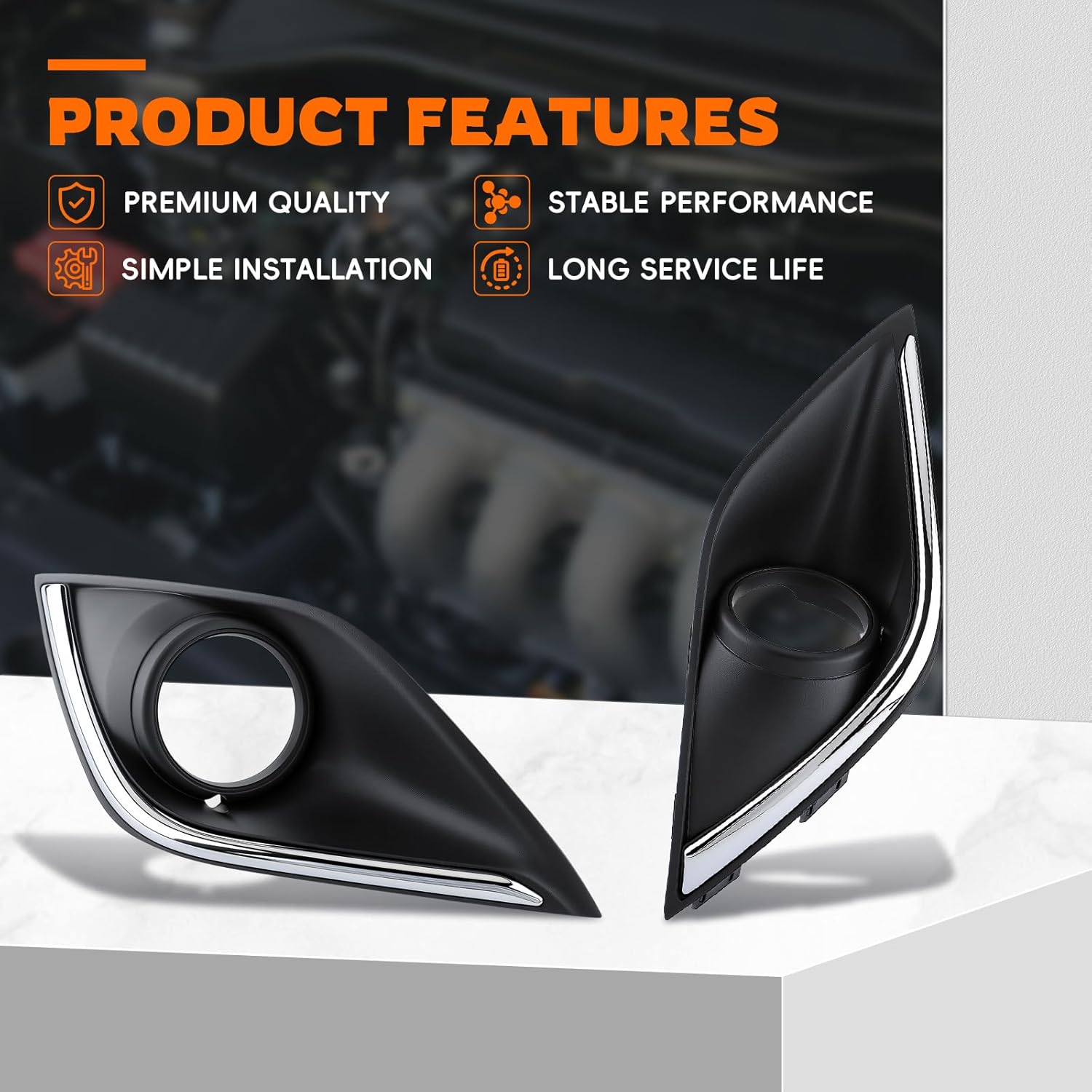 GoaMotors 6400G481 Front Left Driver Side Fog Light Chrome Cover Fit for Mitsubishi Outlander 2016-2019