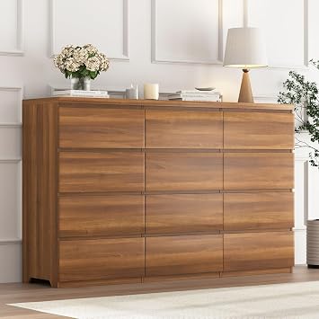 12 Drawer Dresser for Bedroom,63 Modern Deep Drawer Dresser,Wide Long Storage Chest of Drawers,Bedroom Storage Organizer Furniture for Closet,Living Room
