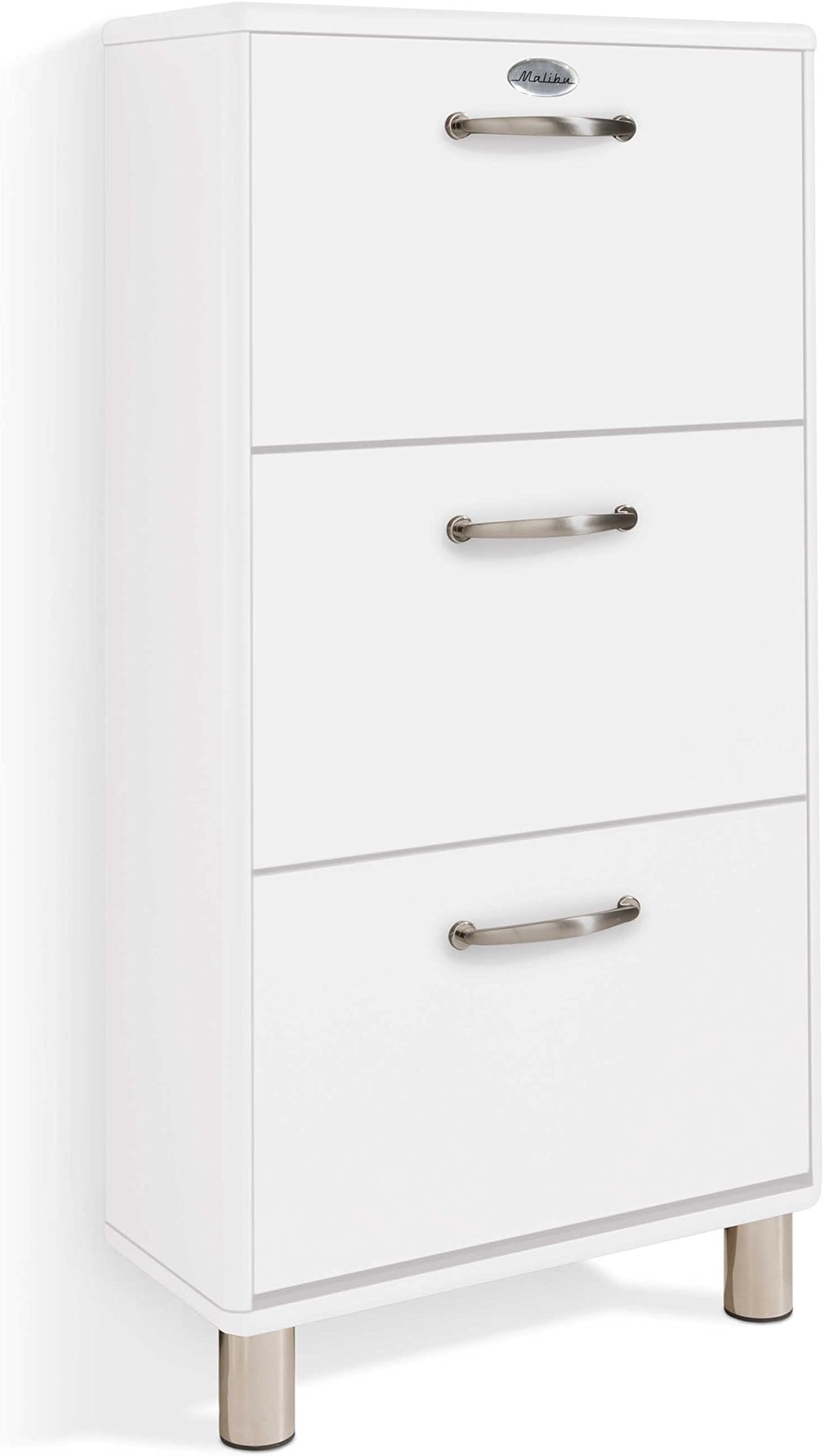 Tenzo Malibu Designer Shoecabinet, Lacquered MDF and Chipboard, White, 121 x 58 x 24 cm