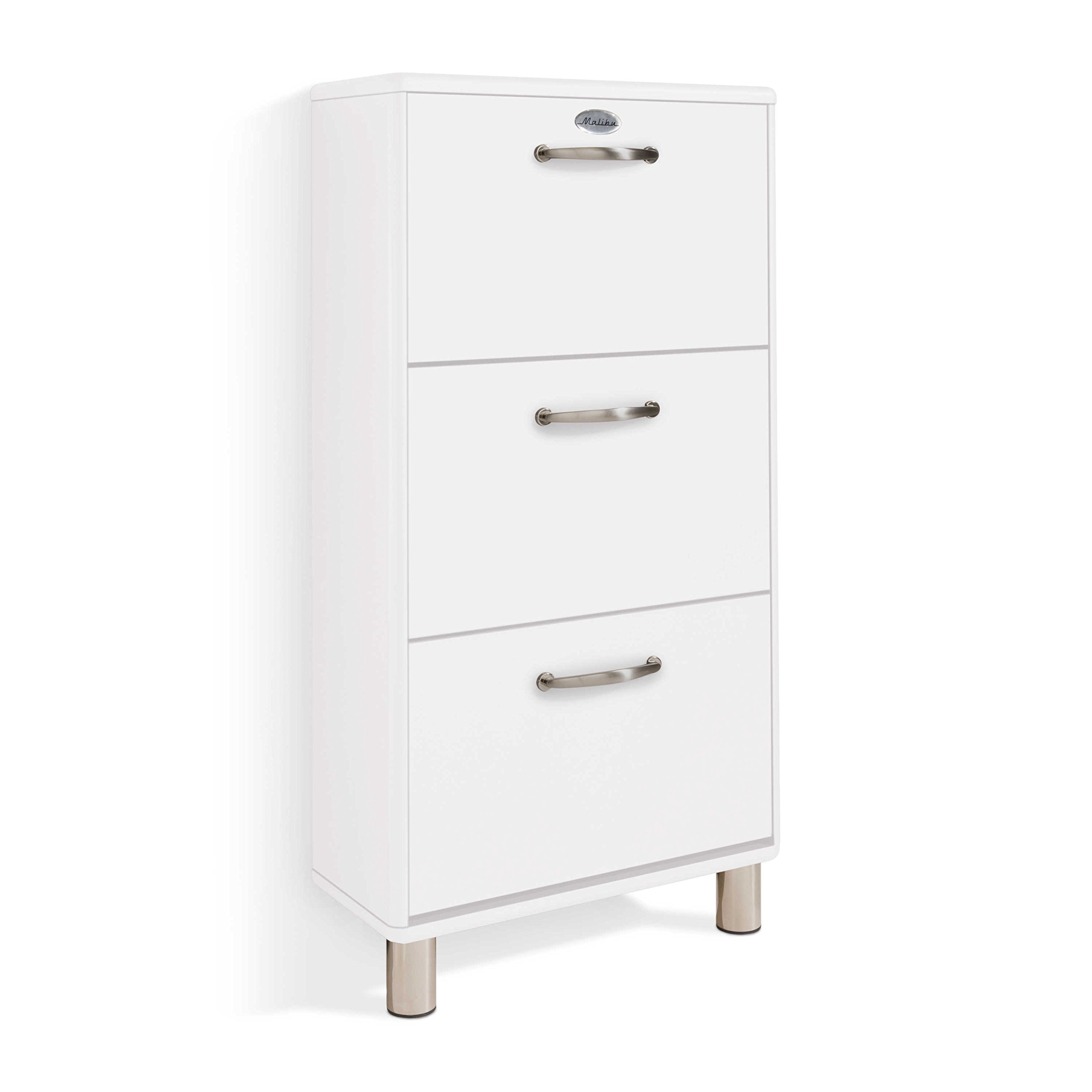 Tenzo Malibu Designer Shoecabinet, Lacquered MDF and Chipboard, White, 121 x 58 x 24 cm