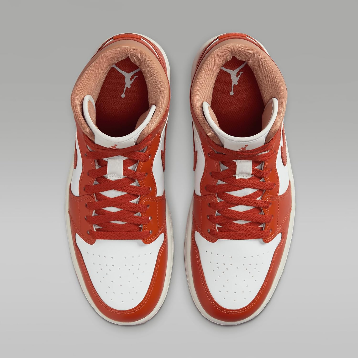 NIKE Air Jordan 1 Mid Women's Shoes (BQ6472-108, Summit White/Amber Brown/Cosmic Clay) Size 5