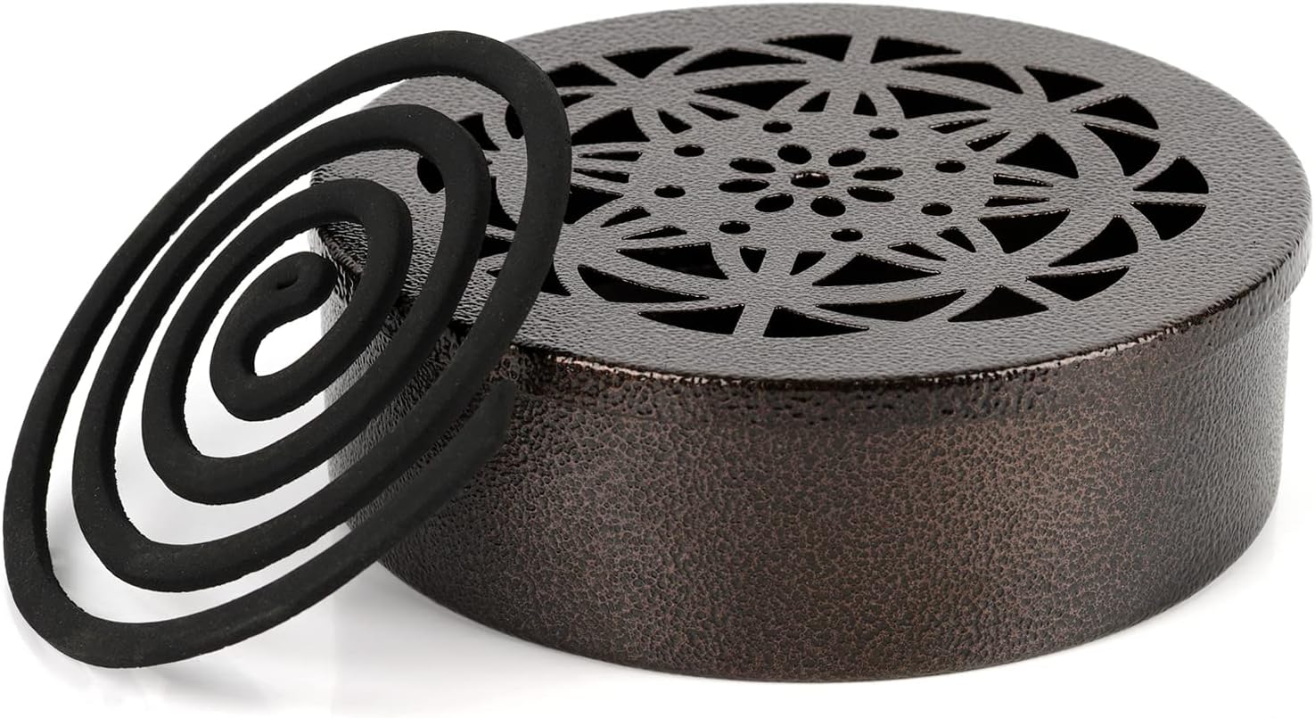 Classical Design Portable Mosquito Coil Holder Box Iron Case Holder with Lid (Random Color)