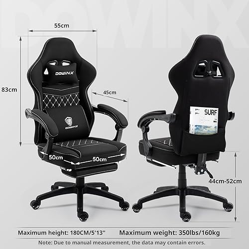 Miniatura 3 de Silla de juego Dowinx con tela transpirable, silla de juego con almohadilla de gel y bolsa de almacenamiento, silla Gamer cómoda con colchón de