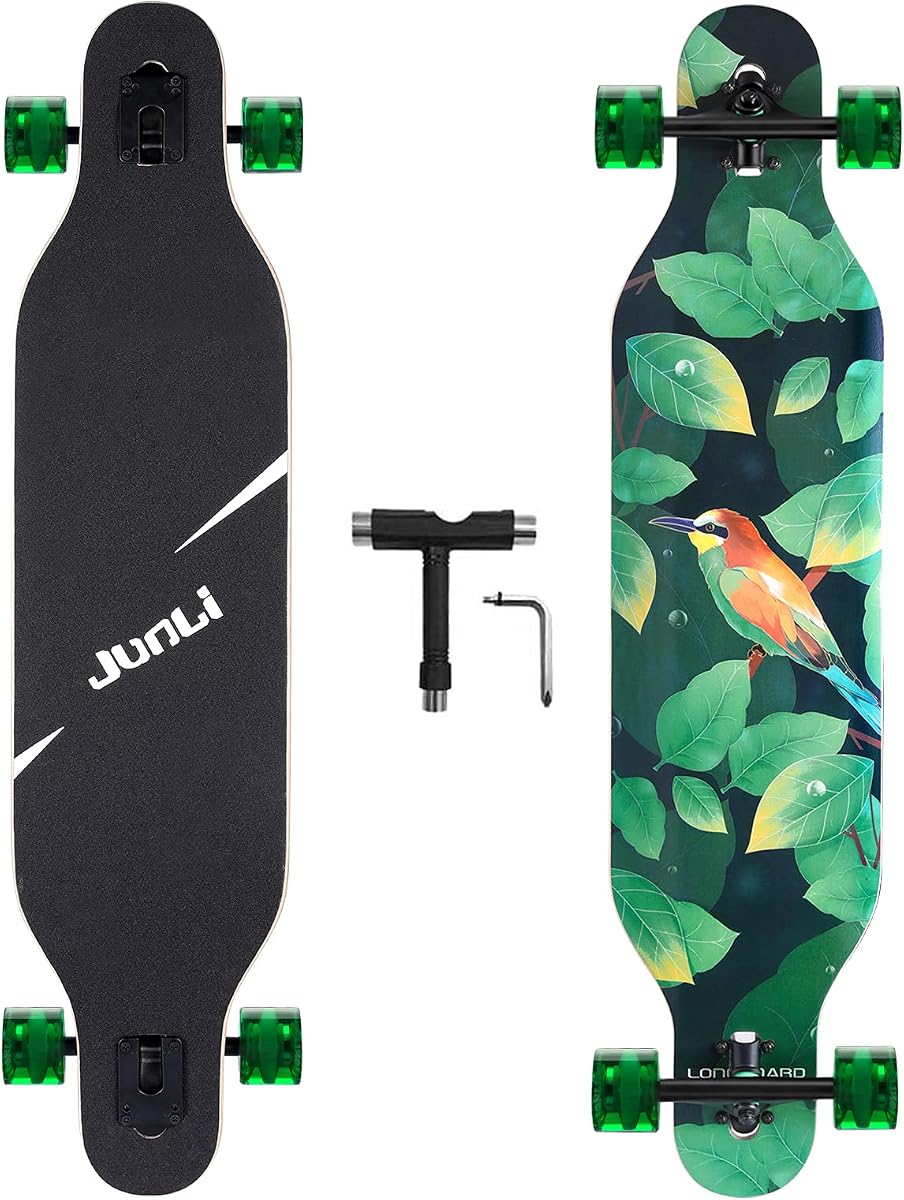 Junli Longboard de monopatín Freeride de 41 Pulgadas: monopatín Cruiser Completo para Crucero, Carving, Estilo Libre y Descenso