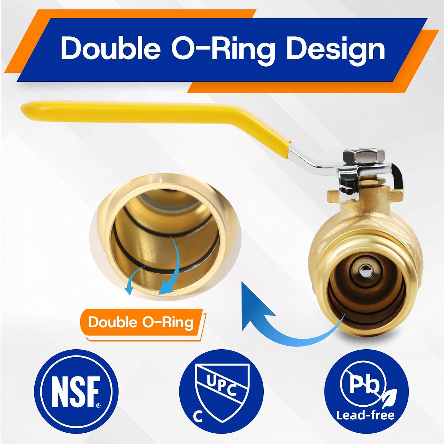 (Znkiok 2 Pack) Durable Upgraded 1/2" Press Ball Valve Heavy Duty,1/2 inch Brass Ball Valve With Press End,Press Fitting Connection For Copper Tubing,Quarter Turn,Lead-Free,UPC,NSF61,NSF372.