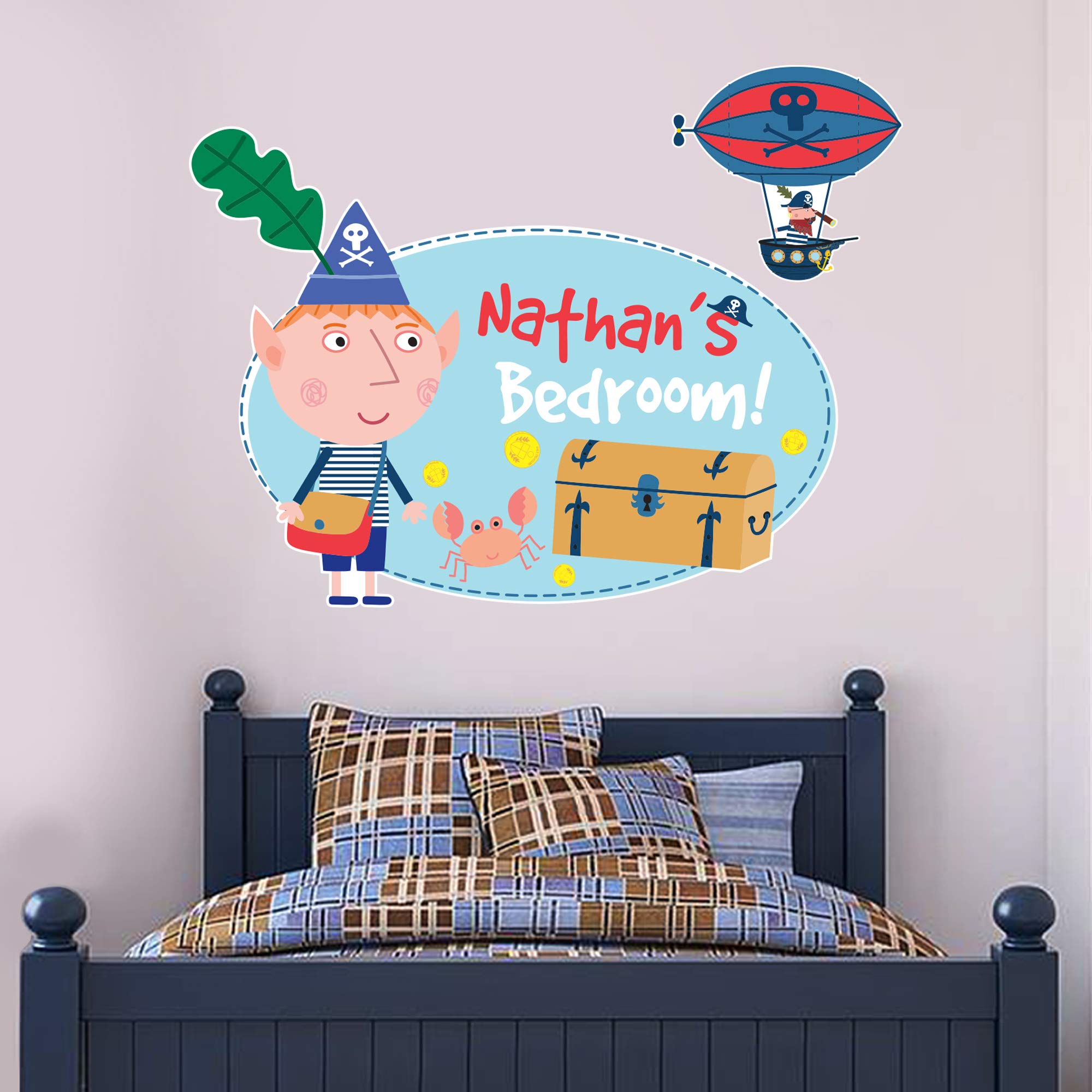 Beautiful Game Red Official Ben & Holly Pirate Ben Personalised Wall Sticker Decal Vinyl (60Cm Width X 45Cm Height)