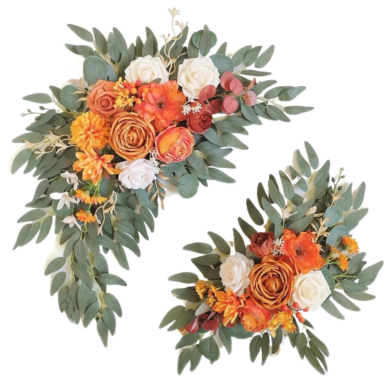 MOHUIED Artificial Floral Swags Terracotta Faux Flower Swags For Wedding Welcome Sign Backdrop Reception Flowers Ceremony Floral Decoration for Ceremony Backdrop, Fireplace and Door Decor(Color2)
