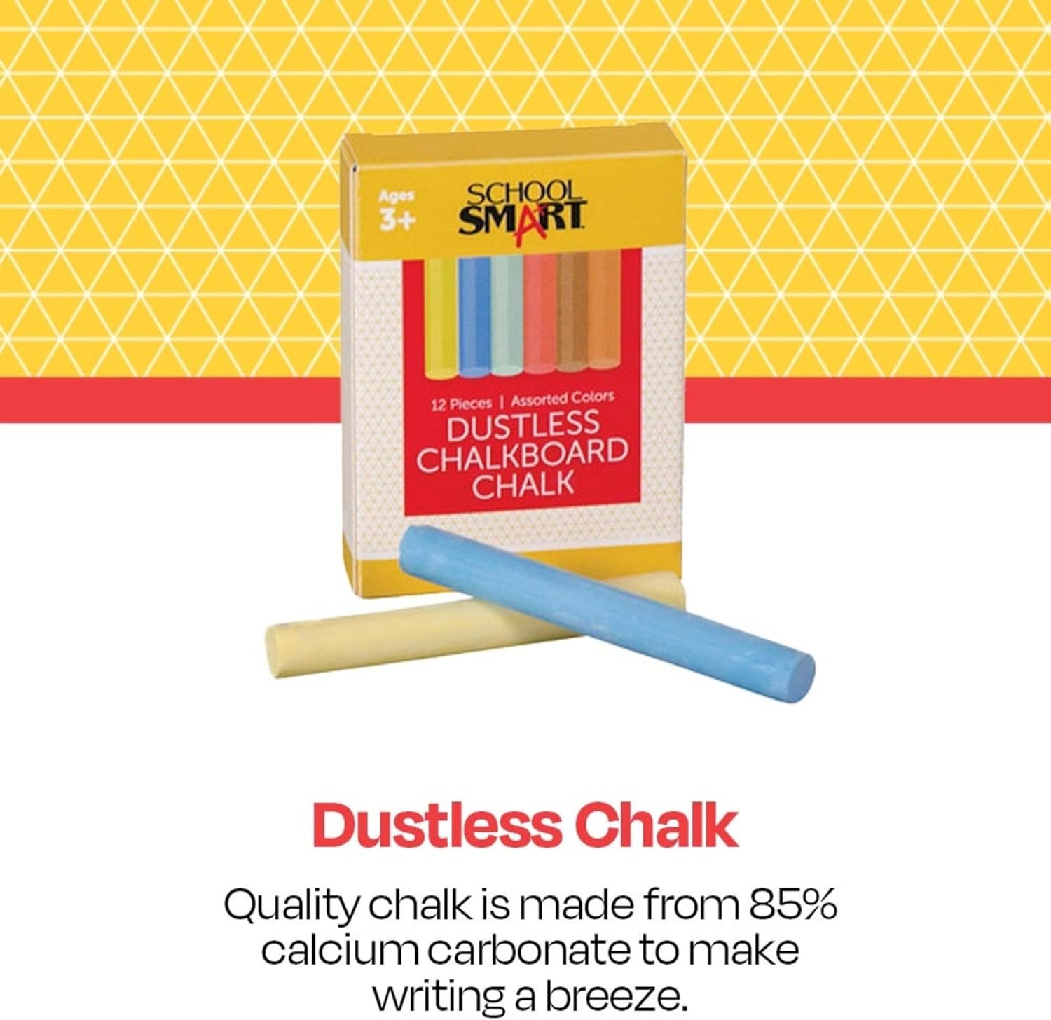 School Smart Chalkboard Chalk, Assorted Colors, Pack of 12