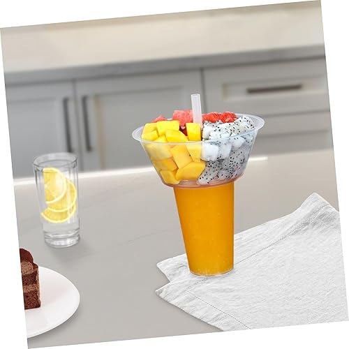 Miniatura 4 de 5 juegos de tazas combinadas para bebidas y cuencos portátiles para comida, prácticos cuencos de aperitivos y accesorios de aperitivos para postres,