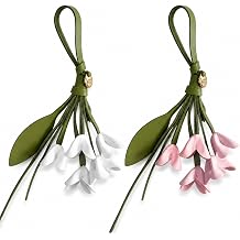 2PCS Leather Flower Bag Charm, Tulip Bag Charm, Cute Leather Flower Pendant for Handbag, A Lovely Decorative Accessory for Daily Use