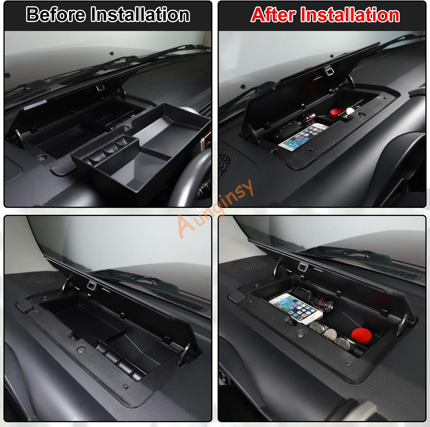 Aunginsy Car Dashboard Storage Box Organizer Holder Tray Compatible with Toyota FJ Cruiser 2007-2021 Car Center Console Dash Tray Storage Box Dashboard Storage Box Organizer ABS Interior Accessories