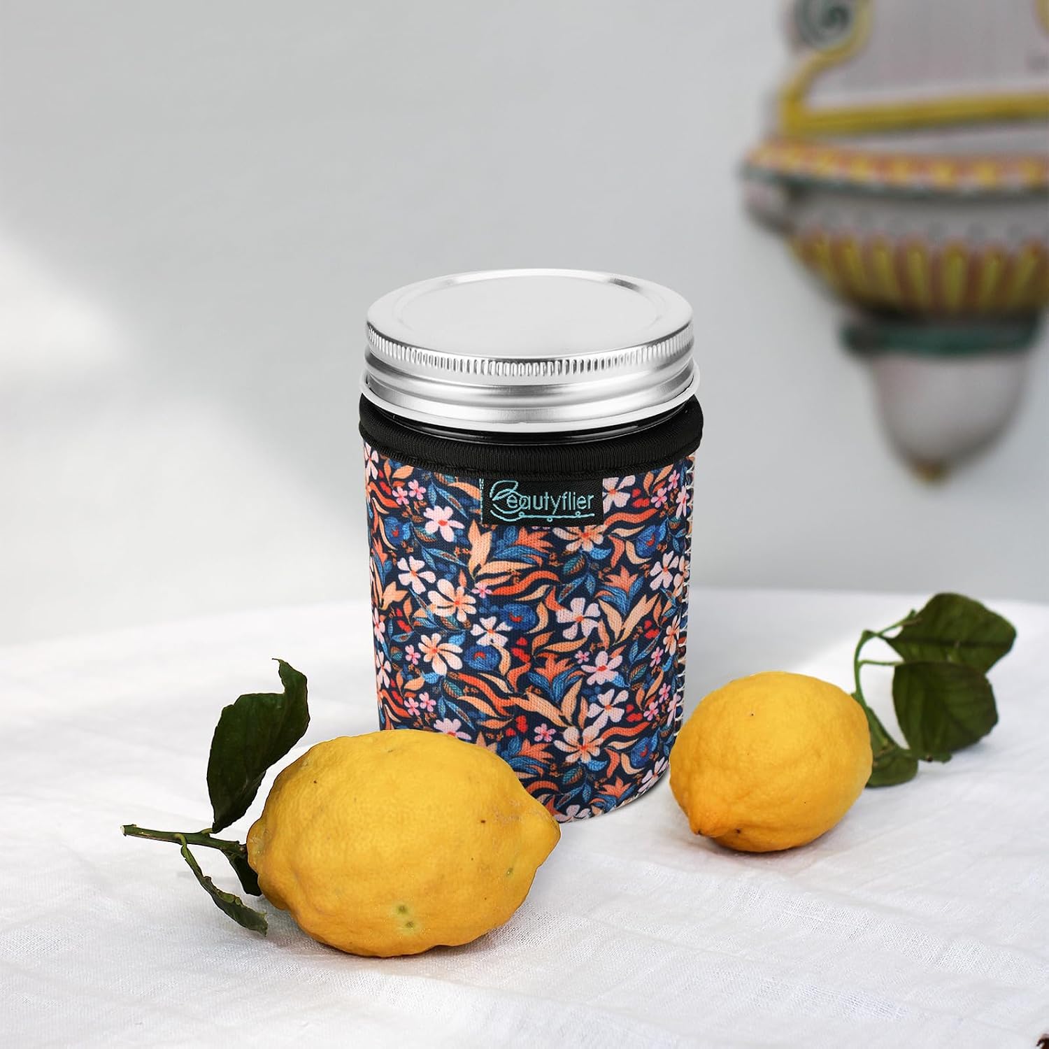Beautyflier Mason Jar 8 ozSleeves, Insulated Protectors for Half Pint Regular Mouth Mason Jar, Mason Jar Neoprene Sleeve for Glass Canning Jars for Jelly, Jam, Honey, Meal Prep, DIY Candles Decor