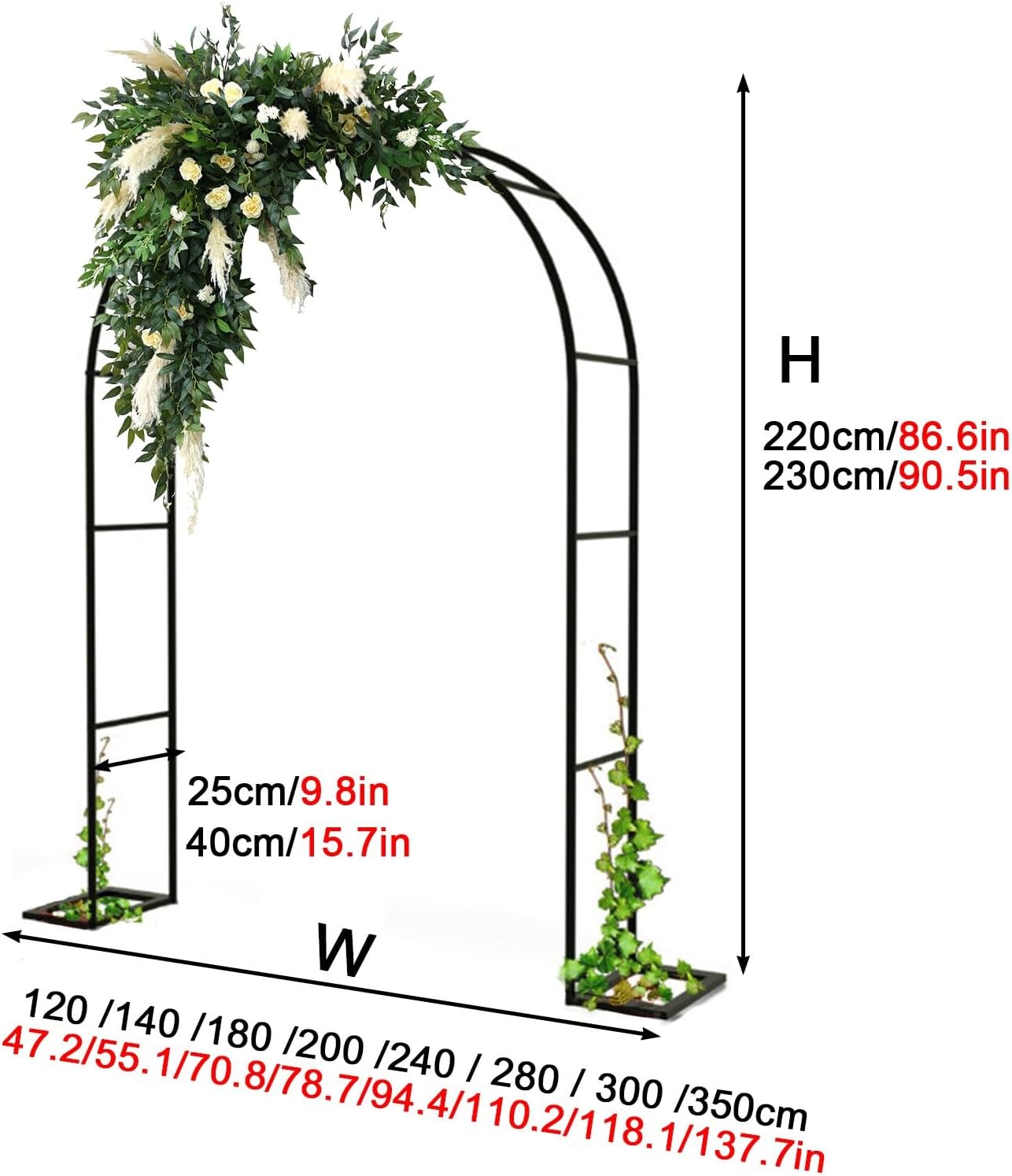 Rose Arches for Garden, Garden Arches Metal, Garden Arch trellis for Vegetables, Outdoor Climbing Plants support, indoor and Outdoor Wedding,Garden,Patio,Party,Decorations ( Color : White , Size : W14