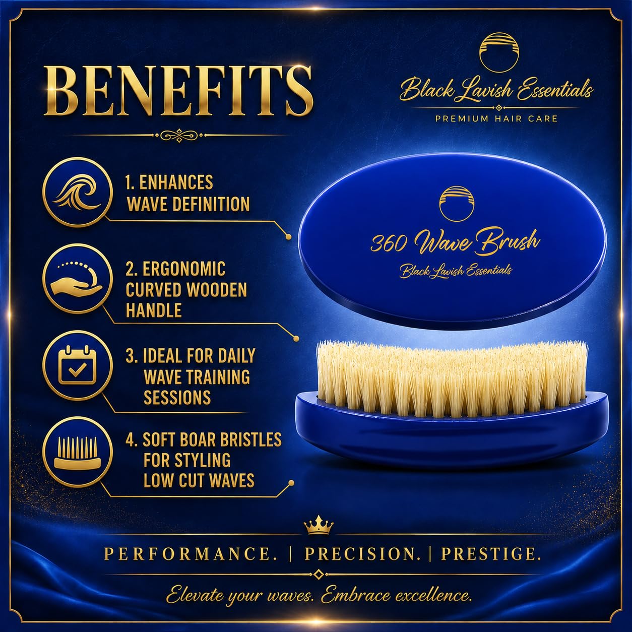 Men’s Hair Brush, Build Deeper Waves, Soft and Hard Boar Bristle Curved Wave Brush, Perfect for Styling Hair (Soft-Brush, Blue)