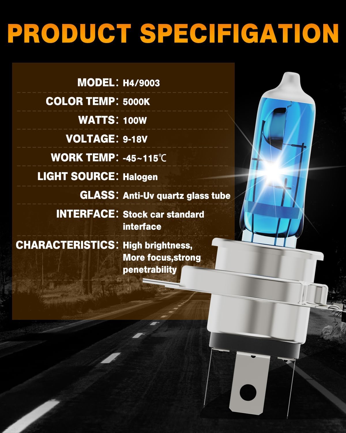 Compatible with Hyundai Accent 2000-2017 Halogen Headlight Bulb Combo - 185% Brighter 5000K White High/Low Beam, Plug and Play, 2-Pack