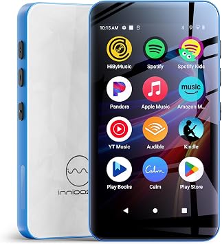 MP3 Players with Bluetooth WIFI,160GB innioasis MP3 Players with Spotify, Spotify Kids, Pandora, Play Store, Parental Manager App, Calm, 4" HD Full Touch Screen MP4 Music Player for Kids Blue+White