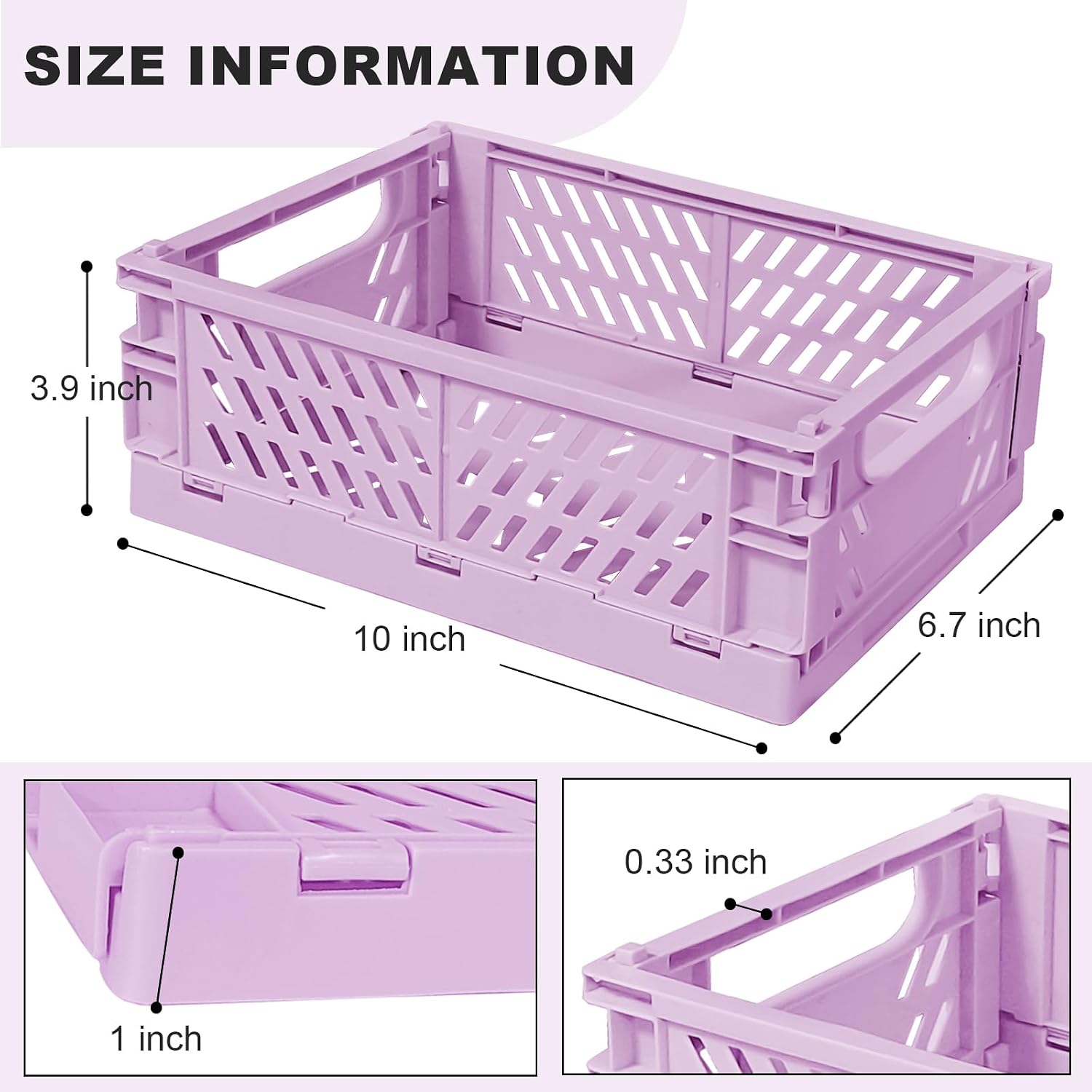 Tobeso-Nuoze Pastel Plastic Storage Baskets 2 Pack, Collapsible Crates image 2
