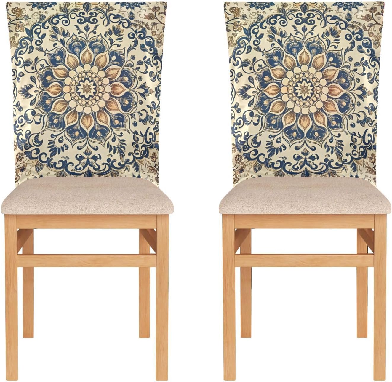 6 Pcs Chair Back Covers Vintage Abstruct Floral Dining Chair Slipcovers Removable Back Chair Protectors Covers for Kitchen Home Decor 19.7 x 23.6 Inch