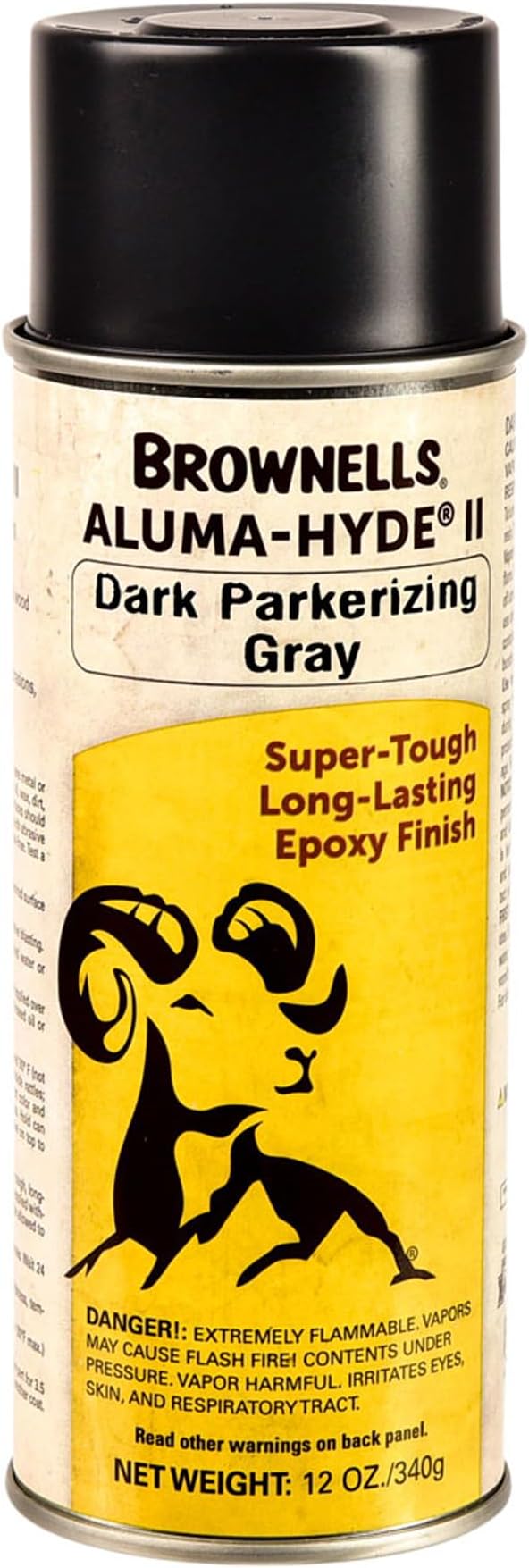 Brownells Aluma-Hyde II Epoxy Based Firearm Finish Spray Coating Protection Paint, Aerosol Can, 12 oz. (340g) Dark Parkerizing Gray