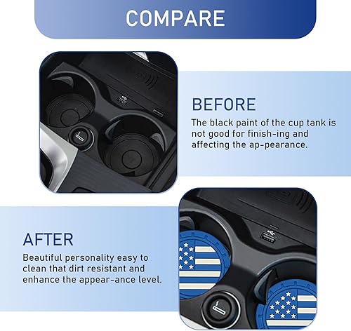 Miniatura 4 de Pack-4 posavasos para automóvil, 2.75 pulgadas, antideslizante, a prueba de golpes, tapete integrado para bebidas, posavasos decorativos creativos