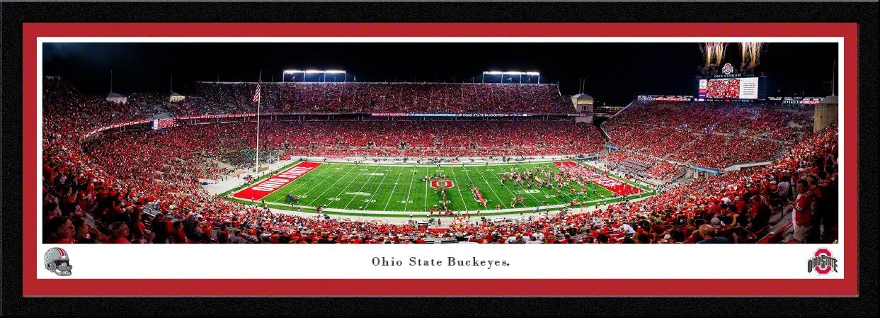 Ohio State Football, Carmen Ohio Tradition - 44x18-inch Double Mat, Deluxe Framed Picture by Blakeway Panoramas