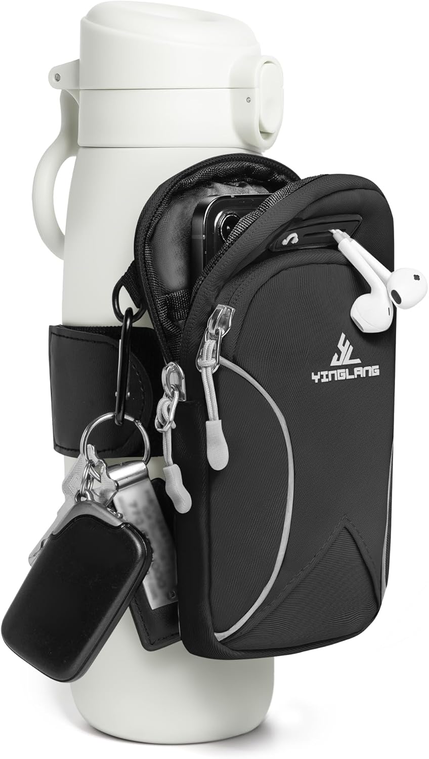 Gym Water with Phone Holder & Wallet, Water Bottle Caddy Versatile Sleeve Bag for Running Sports & Daily Use