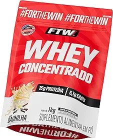 FTW Whey Concentrado com Proteína Concentrada WPC, Suplemento Alimentar em Pó com 15g de Proteína por Porção, Rico em Aminoácidos Essenciais, Sem Glúten – Refil 1KG (Baunilha)