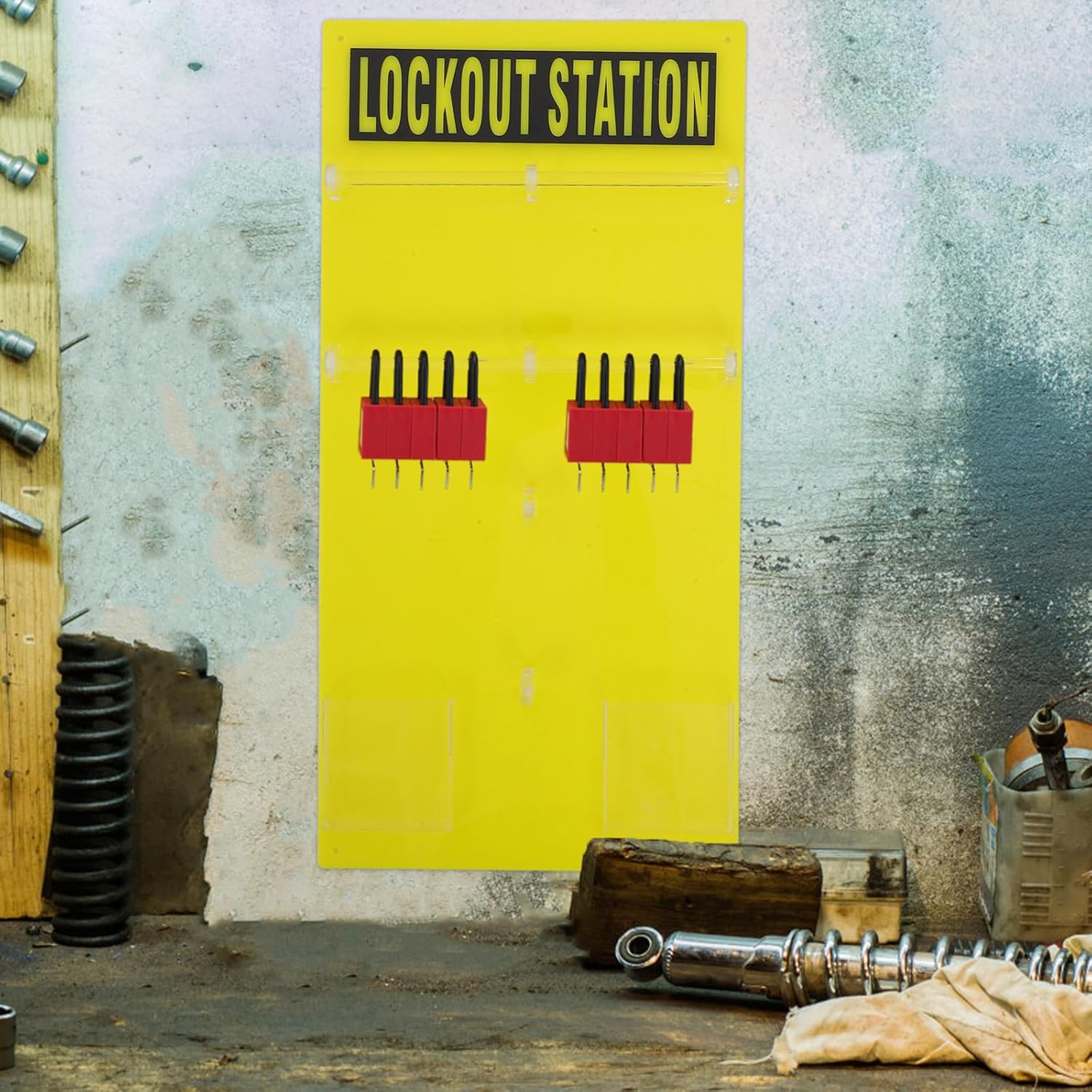 ロックアウトタグアウトボード：ロックアウト オーガナイザー壁掛けロックボックス - 電気および機械メンテナンス用の高耐久ロックアウト