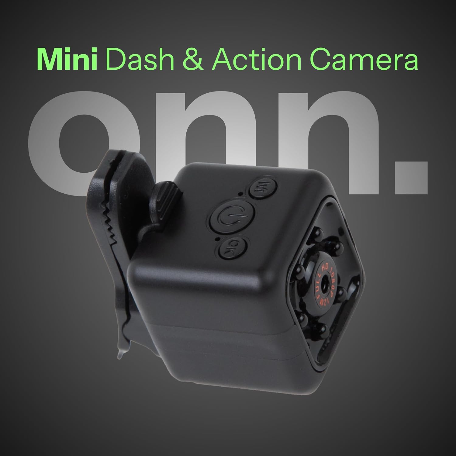 ONN Mini Action and Dash Camera with Windshield Mount, Car Camera with Built-in Mic, 1080P, 90-Degree Wide-Angle Lens, Motion Sensing, Includes Mini-USB Video Cable, Camera Clip, 8 GB MicroSD Card image 2