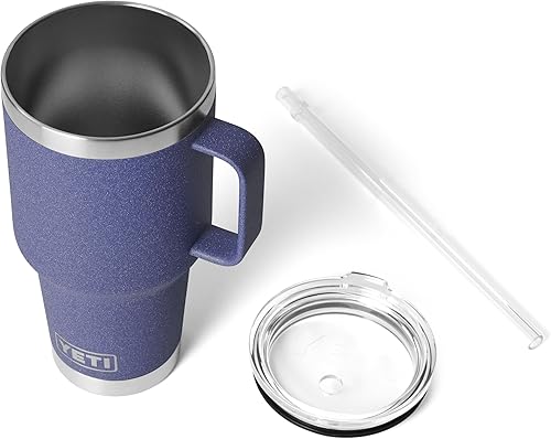 Miniatura 548 de YETI Rambler - Vaso de viaje con asa y tapa con popote, 35 onzas, vaso de agua de viaje, con asa, acero inoxidable, color blanco
