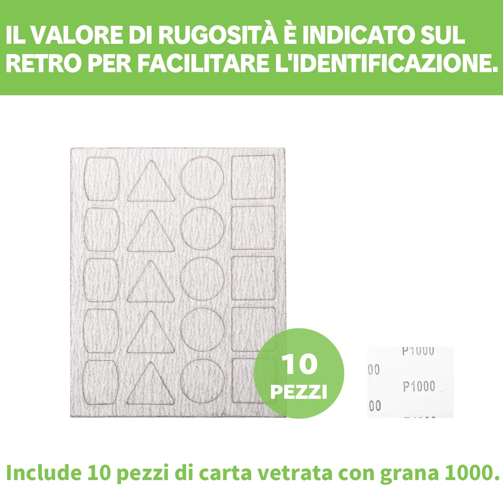 Bucasso Carta abrasiva per levigatrice a penna PLH-1000, PLH-2000, 180/240/400/800/1000 Grane Ciascuno 10 pezzi con ciascuno 20 tamponi