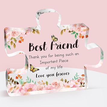 Gifts for Bestie Acrylic Puzzle Plaque - Friendship Gift Ideas for Best Friend, Nice Desk Ornaments for Birthday, Christmas, Thanksgiving