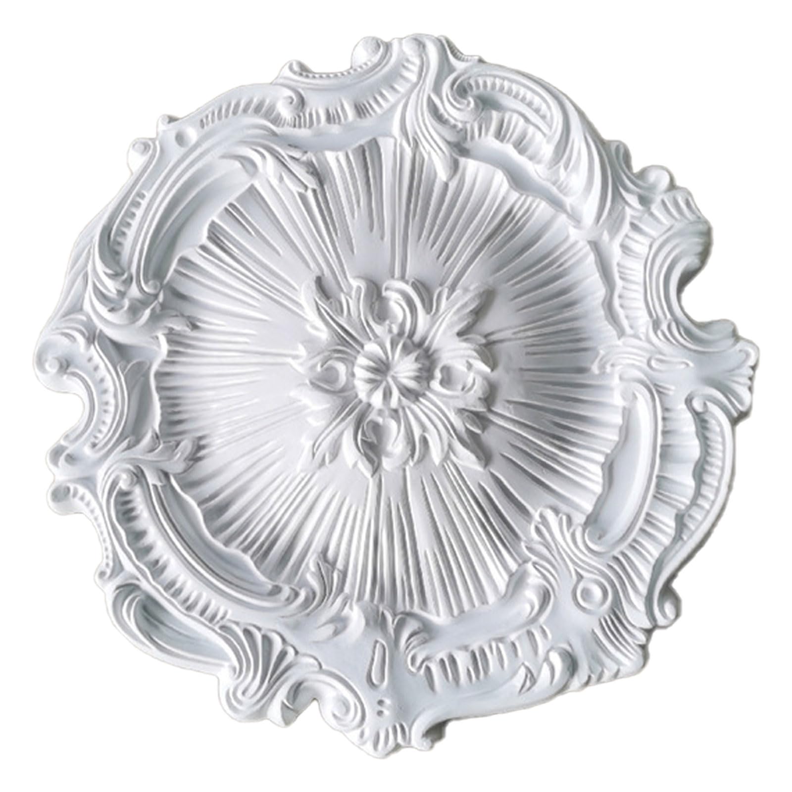 Foelanne White K Round Pu Ceiling Medallion White Lightweight No Drilling 24-60Cm(,44Cm)