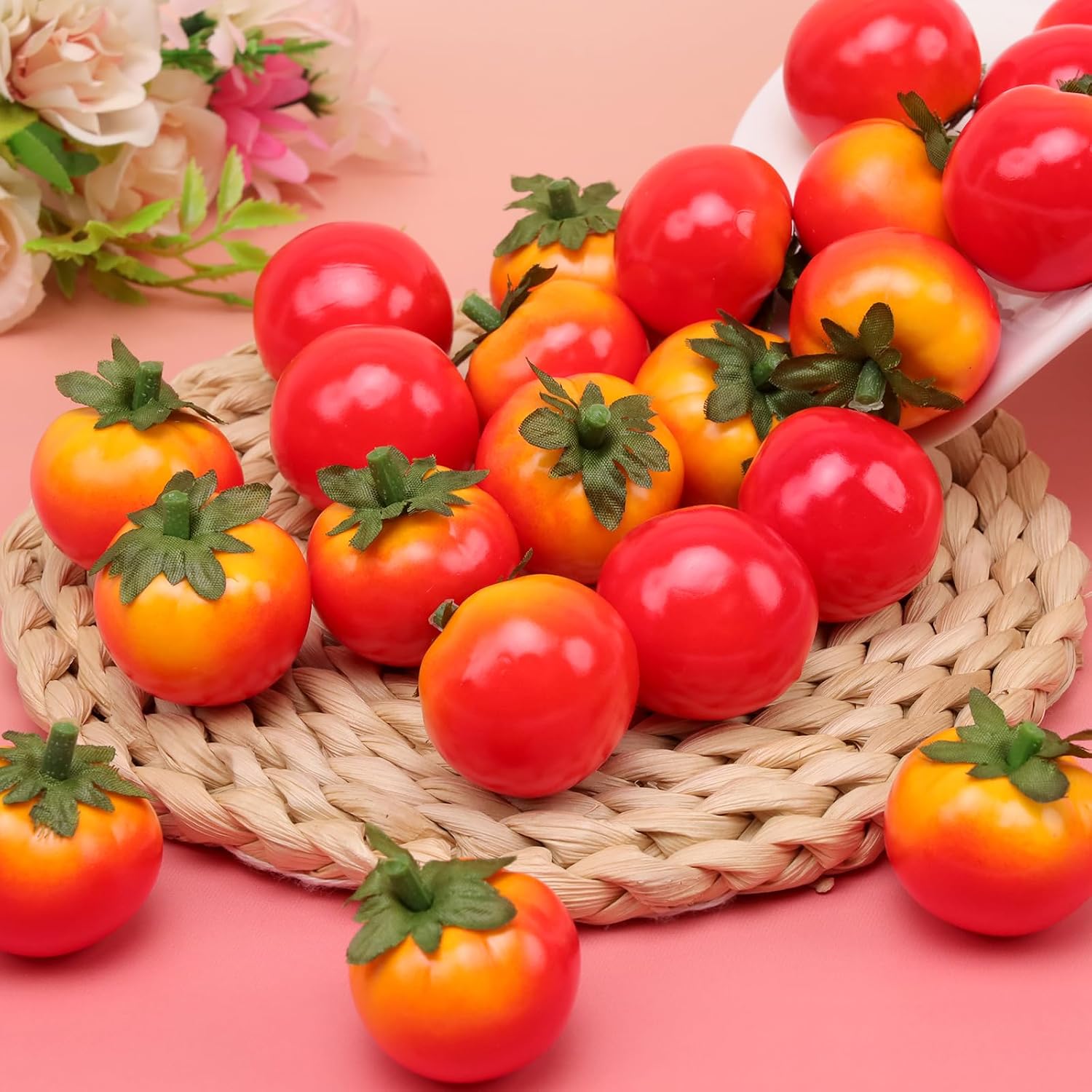 Gresorth 40pcs Mini Artificial Tomato Decoration Fake Lifelike Fruit Ornament Home Party Christmas DIY Material - 3.5 cm