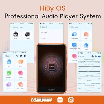 HiBy R1 HiFi MP3 Player with Bluetooth 5.1 Tidal Qobuz DSD 256 Native Lossless Music Player with Touchscreen/Hi Res Audio Certified/MSEB Tuning/2TB Expanded Memory