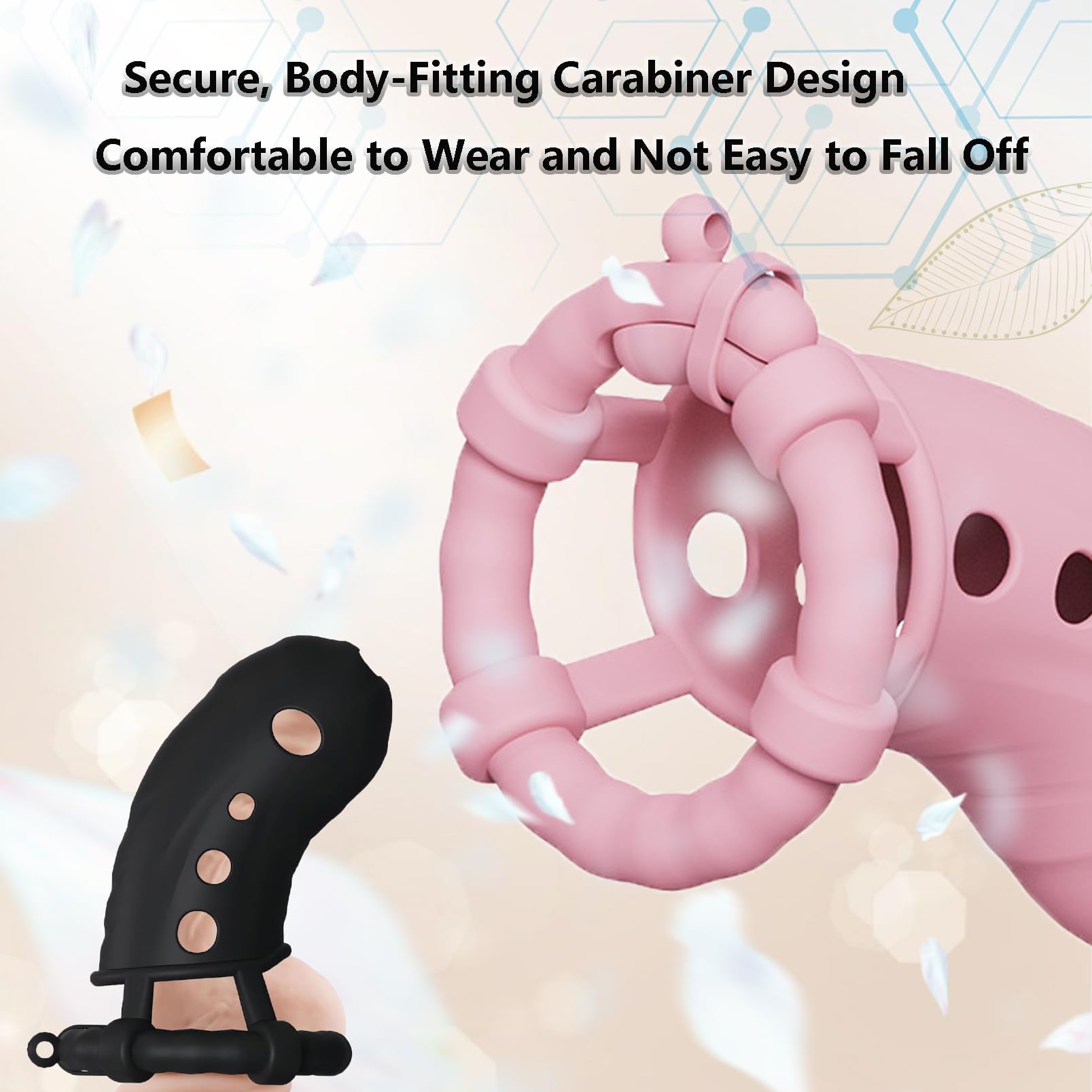 Giocattolo del sesso della gabbia del pene del silicone con 3 anelli di dimensioni diverse ventilato piccolo set di gabbia di castità gabbia del cazzo SM Fetish Bondage per gli uomini (Black)