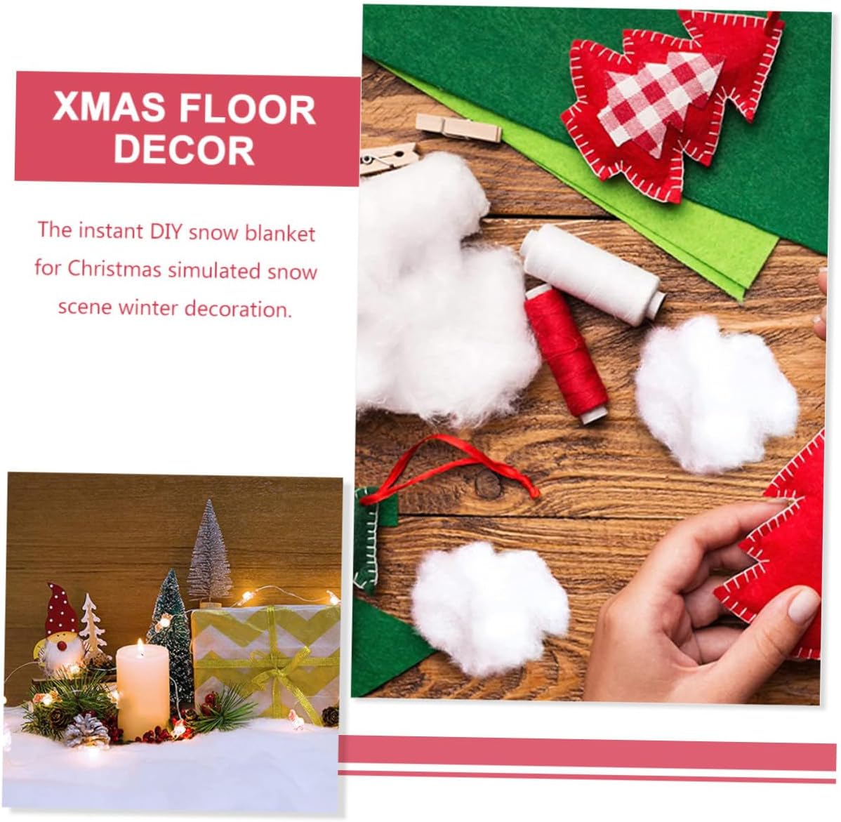 LALAFINA 2pcs Artificial Snow Blanket Fluffy Fake Snow Cover for Christmas Holiday Winter Decor Indoor Party Mantle Floor Decoration Craft Photo Props