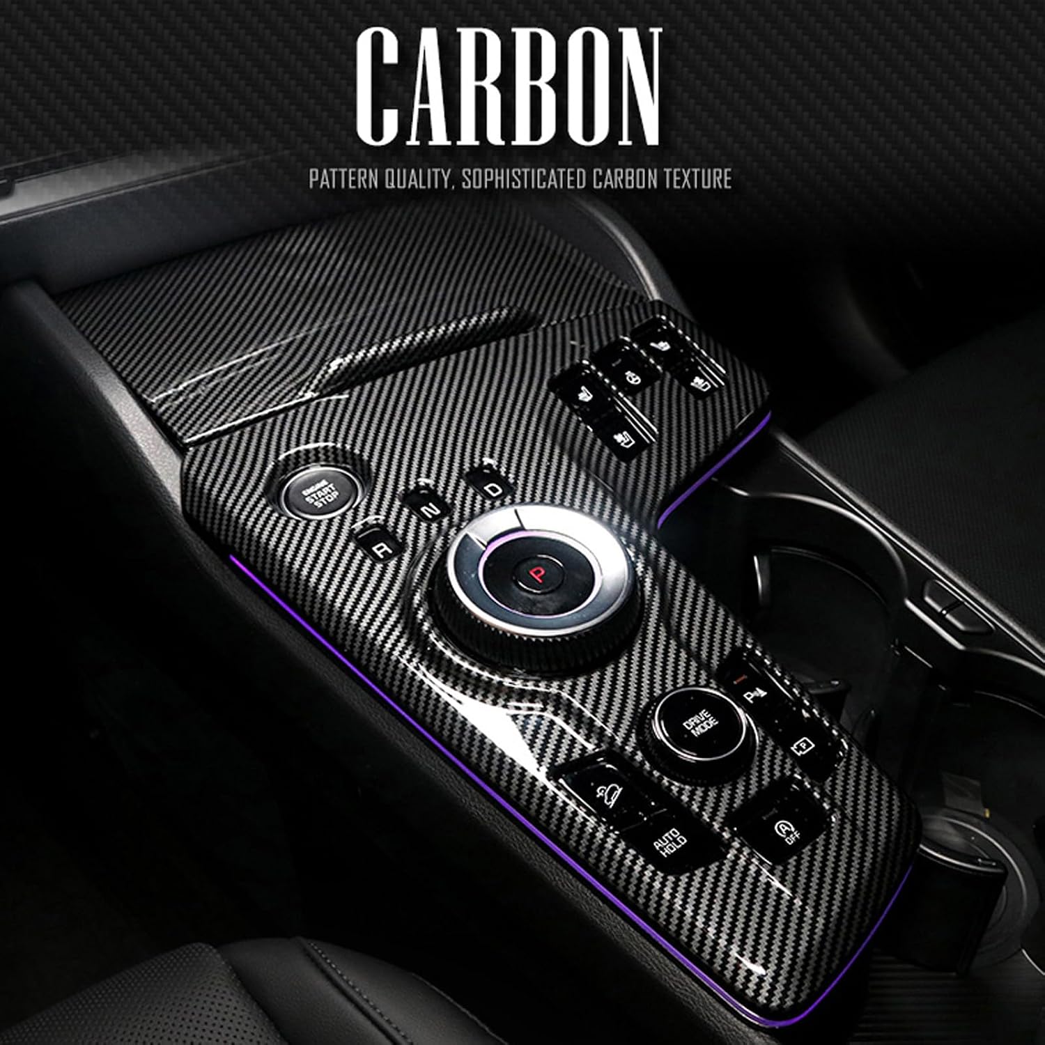 Compatible with 2023 2024 2025 Kia Sportage Accessories Center Console Gear Shift Panel Cover Decoration Trim Electronic Gear Only (Carbon Fiber Pattern)