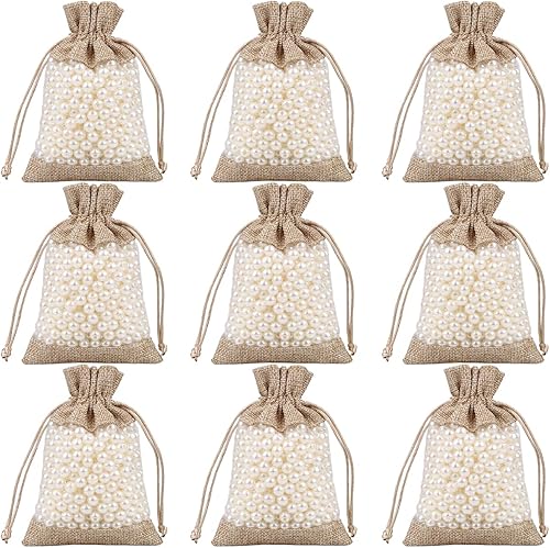 50 bolsas de arpillera con cordón, bolsas de regalo de 3.9 x 5.5 pulgadas, bolsas de joyería para embalaje de dulces, recuerdos de fiesta, boda,