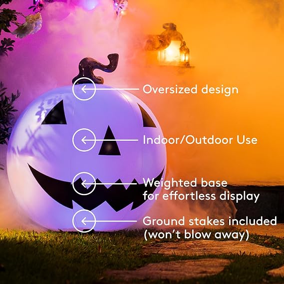 FUNBOY Giant Inflatable LED Halloween Pumpkins, Black & White 3-Pack