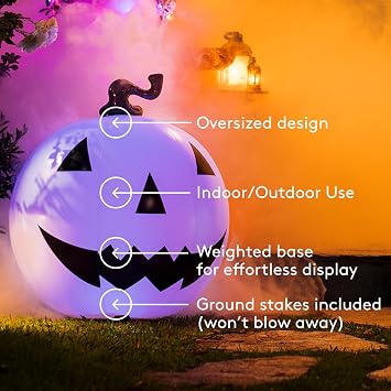 FUNBOY Giant Inflatable LED Halloween Pumpkins, Black & White 3-Pack