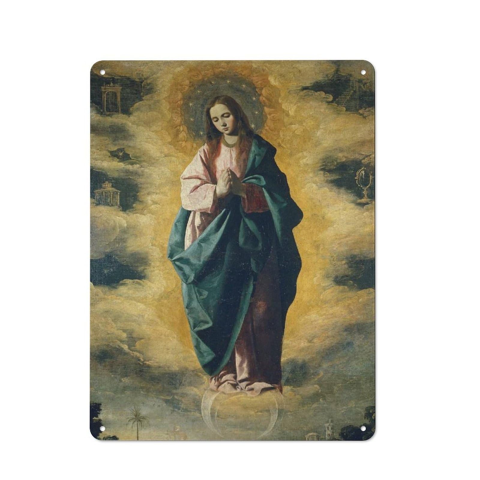 Junmoney Immaculate Conception Tin Wall Plaque 40X30cm With For Hallway Wall, With Clear Retro Wall Decor Character