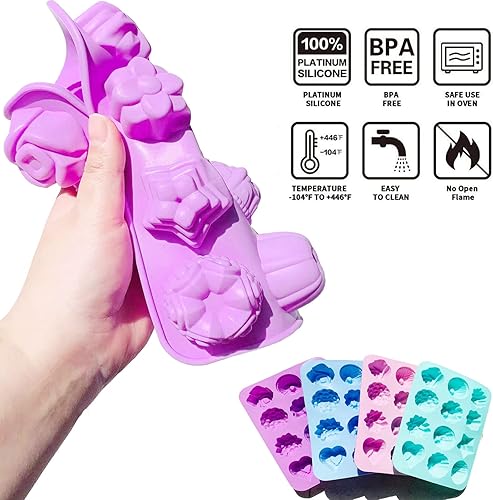 Miniatura 4 de 4 moldes de silicona para jabón de flores, 12 cavidades para hacer jabón, bombas de baño, vaporizadores de ducha, barras de loción, chocolate, dulces